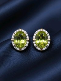 Ohrringe 585 Gold Peridot 2,48 ct Diamant 0,21 ct - Bild 3