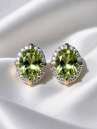 Ohrringe 585 Gold Peridot 2,48 ct Diamant 0,21 ct - Bild 4