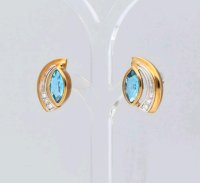 Ohrringe 585 Gold Blau Topas 0,9 ct Diamanten - Bild 3