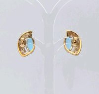 Ohrringe 585 Gold Stecker Blau Topas 0,9 ct Diamanten - Bild 4
