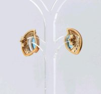 Ohrringe 585 Gold Stecker Blau Topas 0,9 ct Diamanten - Bild 5