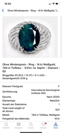Verlobungsring 585 Gold Saphir 7,84 ct Diamant - Bild 2