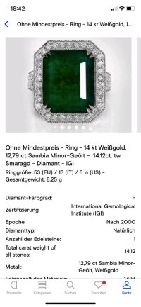 Verlobungsring 585 Gold mit Smaragd & Diamant 12,79 ct - Bild 2