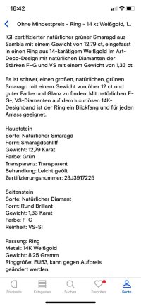 Verlobungsring 585 Gold mit Smaragd & Diamant - Bild 10