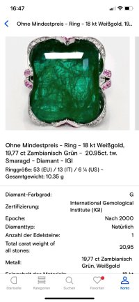 Verlobungsring 750 Gold Smaragd 19,77 ct Diamant - Bild 2