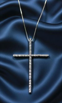 Kreuz-Anhänger 750 Gelbgold mit Kette Collier - Bild 3