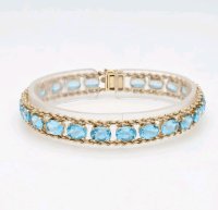 Armreif 585/14K Gelbgold Blau Topas 25ct - Bild 1
