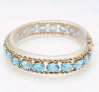 Armreif 585/14K Gelbgold Blau Topas 25ct - Bild 3