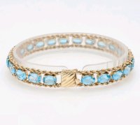 Armreif 585/14K Gelbgold Blau Topas 25ct - Bild 4