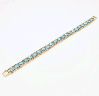 Armreif 585/14K Gelbgold Blau Topas 25ct - Bild 7