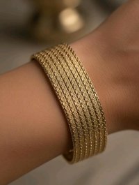 Armreif 585 Gelbgold massiv breit - Bild 1