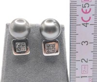 Ohrringe 750 Gold Diamant Perle Stecker 0,8 ct - Bild 2