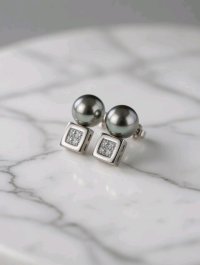 Ohrringe 750 Gold Diamant Perle Stecker 0,8 ct - Bild 3