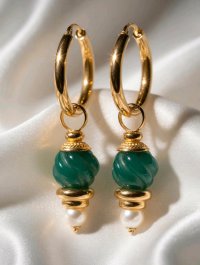 Ohrringe 585 Gelbgold mit Perle und Jade - Bild 5