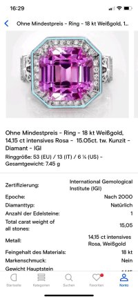Verlobungsring 585 Gold Kunzit 14,15 ct Diamant - Bild 2