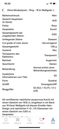 Verlobungsring 585 Gold Kunzit 14,15 ct Diamant - Bild 7