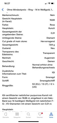 Verlobungsring 585 Gold Kunzit 19,88 ct Diamant - Bild 7