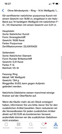 Verlobungsring 585 Gold Kunzit 19,88 ct Diamant - Bild 8