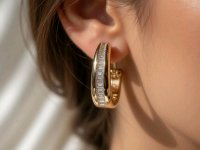 Diamant-Ohrringe 750 Gold 2ct Stecker Creolen - Bild 1