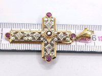 Anhänger 750 Gold Kreuz mit Diamant & Rubin - Bild 5
