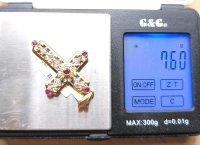 Kreuzanhänger 750 Gold mit Diamant & Rubin - Bild 6