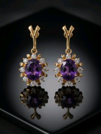 Creolen 333 Gold Diamant Amethyst 2,5 Ct - Bild 6