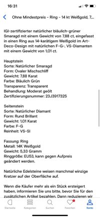 Verlobungsring 585 Gold Smaragd Diamant 7,88 ct - Bild 7