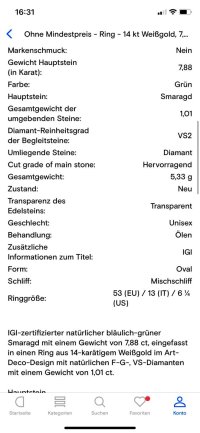 Verlobungsring 585 Gold Smaragd 7,88 ct Diamant - Bild 10