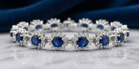 Armreif 585 Gelbgold 10,9 ct Diamanten & Saphir - Bild 4