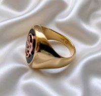Siegelring 585 Gold Lagenstein Onyx Diamant - Bild 4