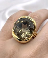 Ring 585 Gelbgold mit Rauchquarz - Bild 1