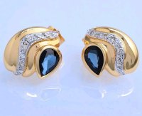 Ohrringe 585 Gelbgold Saphir Diamanten 0,36 ct - Bild 1