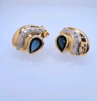 Ohrringe 585 Gelbgold Saphir Diamanten 0,36 ct - Bild 3