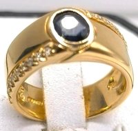 Ring 750 Gold Saphir 0,8 ct & Diamanten - Bild 2