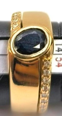 Ring 750 Gold Saphir 0,8ct Diamanten 0,25ct - Bild 3