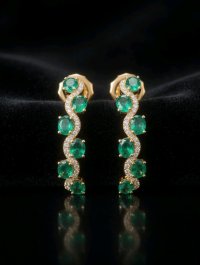 Creolen 750 Gold mit Smaragd & Diamanten - Bild 2