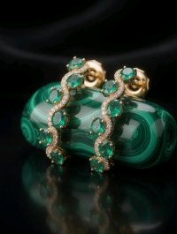 Creolen 750 Gold mit Smaragd & Diamanten - Bild 6