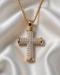 Kreuzanhänger 585 Gold mit Kette 0,2 ct Diamant - Bild 3