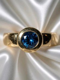Ring 585 Gelbgold mit 0,4 ct blauem Diamant - Bild 3