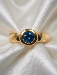 Ring 585 Gelbgold mit 0,4 ct blauem Diamant - Bild 6