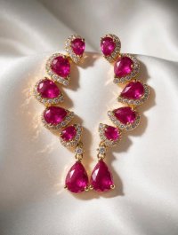 Creolen 750 Gold mit Rubin 3,3 ct & Diamanten 0,46 ct - Bild 2