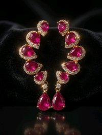 Creolen 750 Gold mit Rubin 3,3 ct & Diamanten 0,46 ct - Bild 3