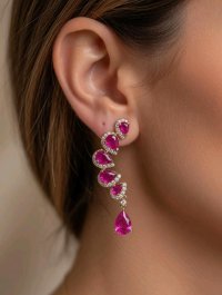 Creolen 750 Gold mit Rubin 3,3 ct & Diamanten 0,46 ct - Bild 5