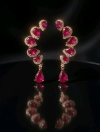 Creolen 750 Gold mit Rubin 3,3 ct & Diamanten 0,46 ct - Bild 7