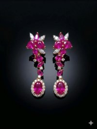 Ohrringe 750 Gold Stecker Rubin 2,9 ct Diamant - Bild 4