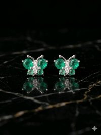 Ohrstecker 750 Gold Smaragd 0,8ct Diamant 0,06ct - Bild 3