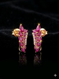 Ohrstecker 750 Gold Rubin ca. 1,8 ct Diamant - Bild 3
