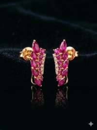 Ohrstecker 750 Gold Rubin 1,8 ct Diamant 0,1 ct - Bild 5