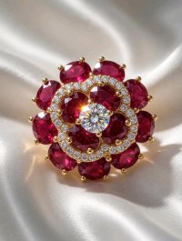 Creolen 750 Gold Rubin 3,6 ct & Diamanten 0,26 ct - Bild 4