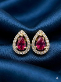 Ohrringe 750 Gold Stecker Rubin 0,8ct Diamant 0,2ct - Bild 4